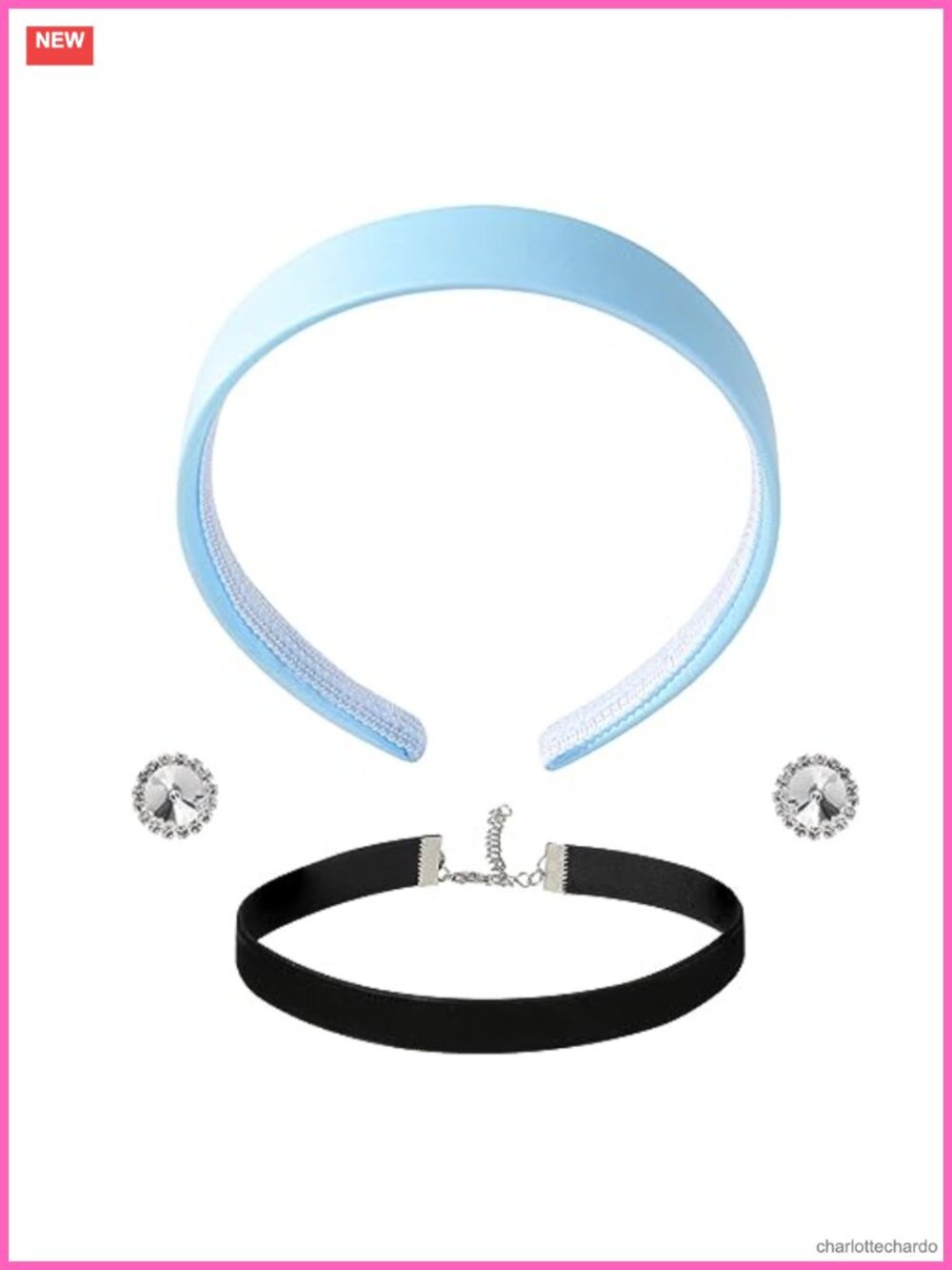 Princess Costume Accessories Set Headband Velvet Choker Earrings Cosplay